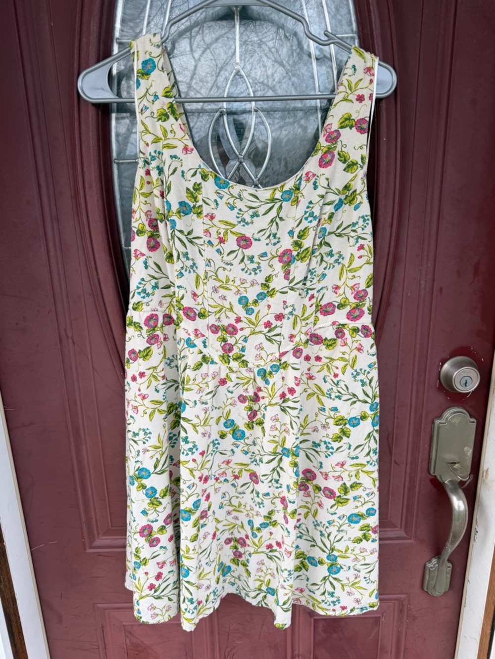 Sincerely Jules Cream Floral Midi Dress with Pink & Blue Blossoms